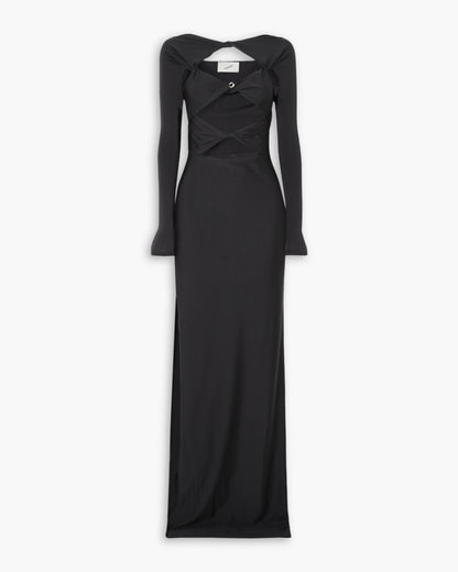 Embellished cutout stretch-jersey maxi dress