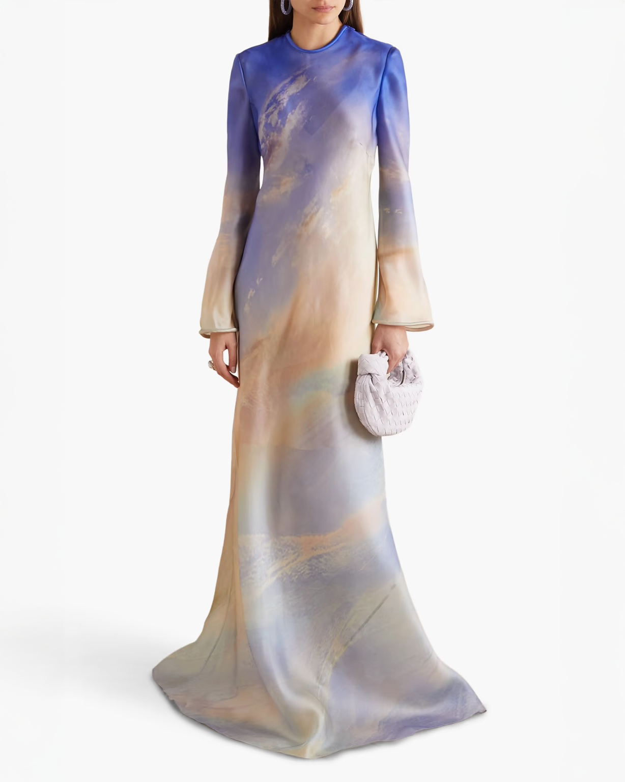 Tama printed silk-organza gown