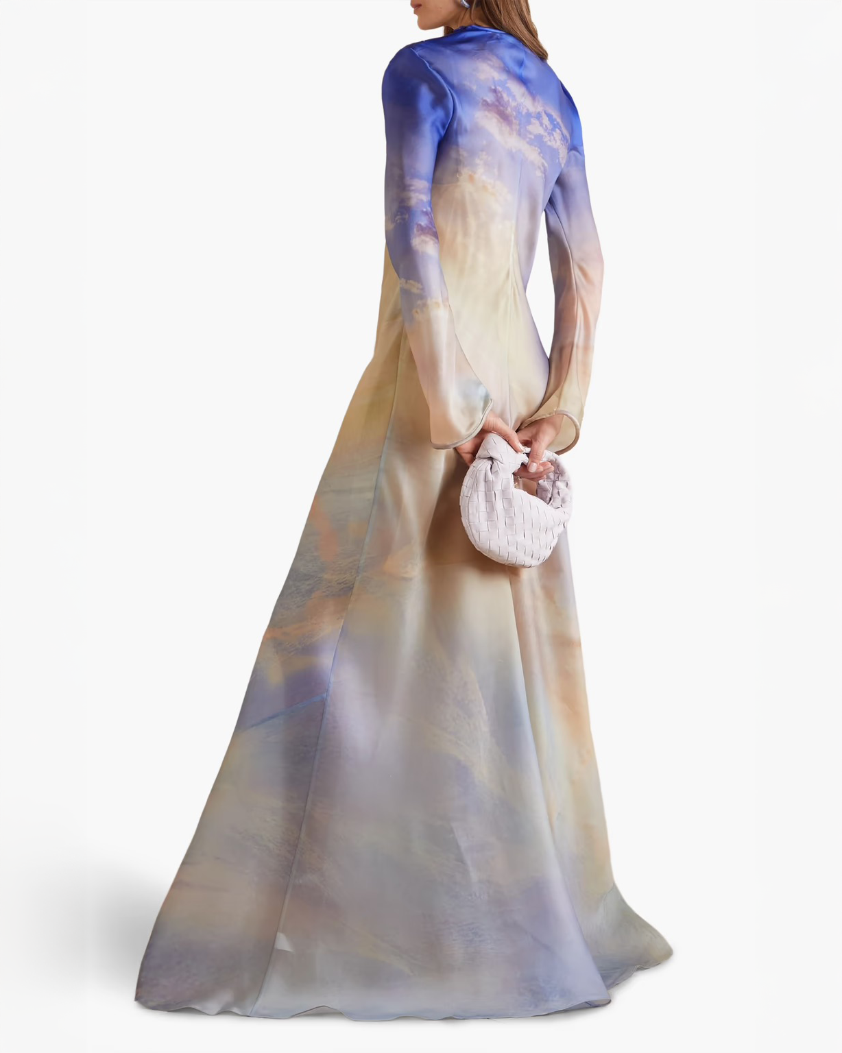 Tama printed silk-organza gown